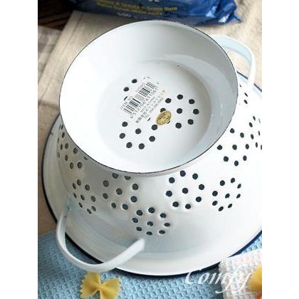 ホーロー雑貨 ホーロー コランダー S ざる ホワイト× ネイビー 琺瑯