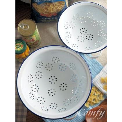 ホーロー雑貨 ホーロー コランダー S ざる ホワイト× ネイビー 琺瑯