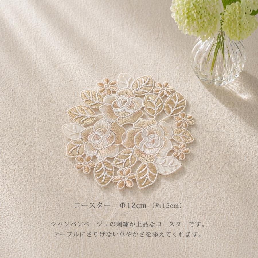 レース コースター テーブルコースター ナチュラル アンティーク 丸型高級コード刺繍 シャンパンロゼ　Φ12cm　 |  | 04