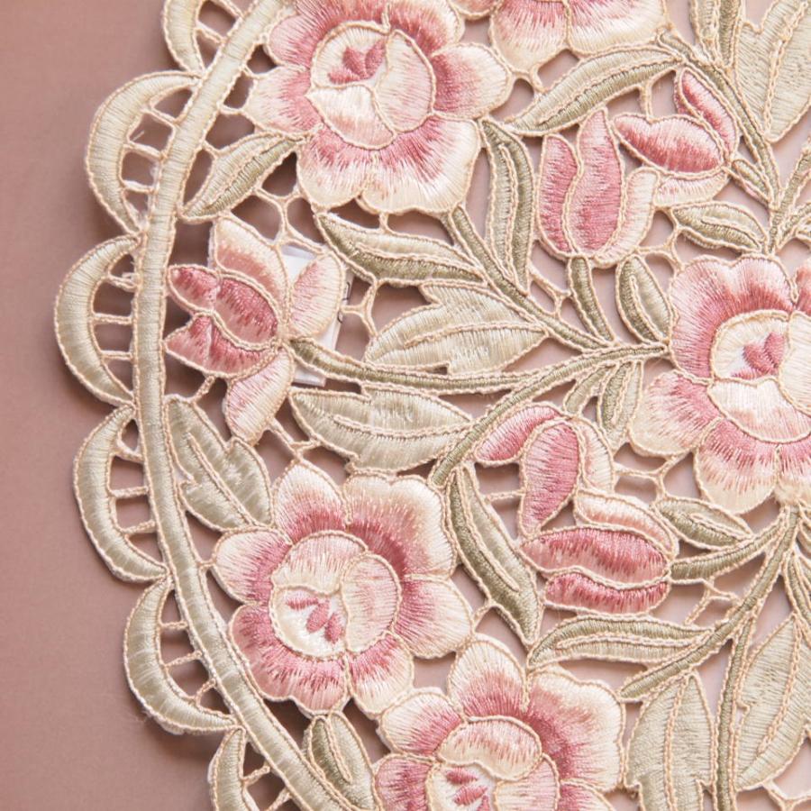 花瓶敷 30cm高級刺繍ドイリー アルテローザ ピンク アンティーク調