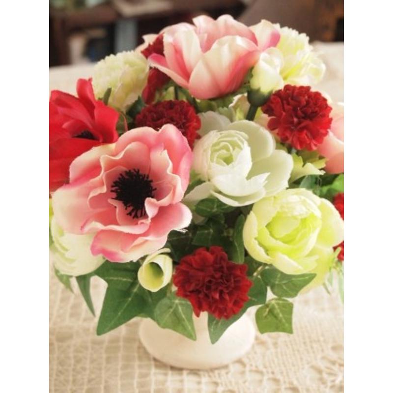 セール！60%OFF！ アーティフィシャルフラワー アレンジメントフラワー アネモネ グリーンミニローズミックス 造花 インテリア雑貨 |  | 05