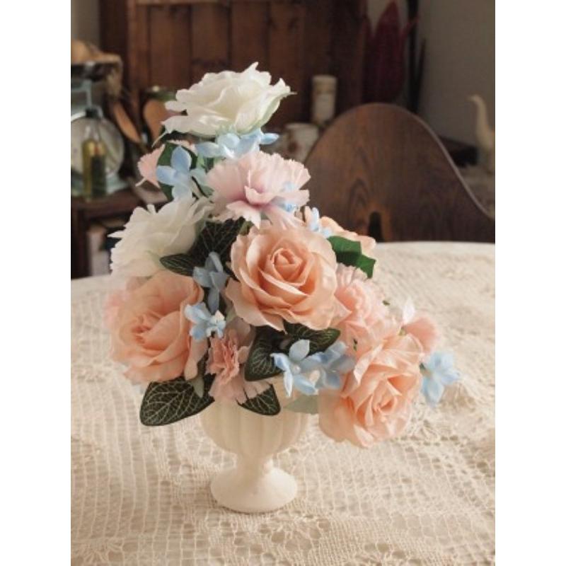 セール！60％OFF！ アーティフィシャルフラワー アレンジメントフラワー ピーチローズ ブルージャスミンミックス 造花 インテリア雑貨 |  | 06