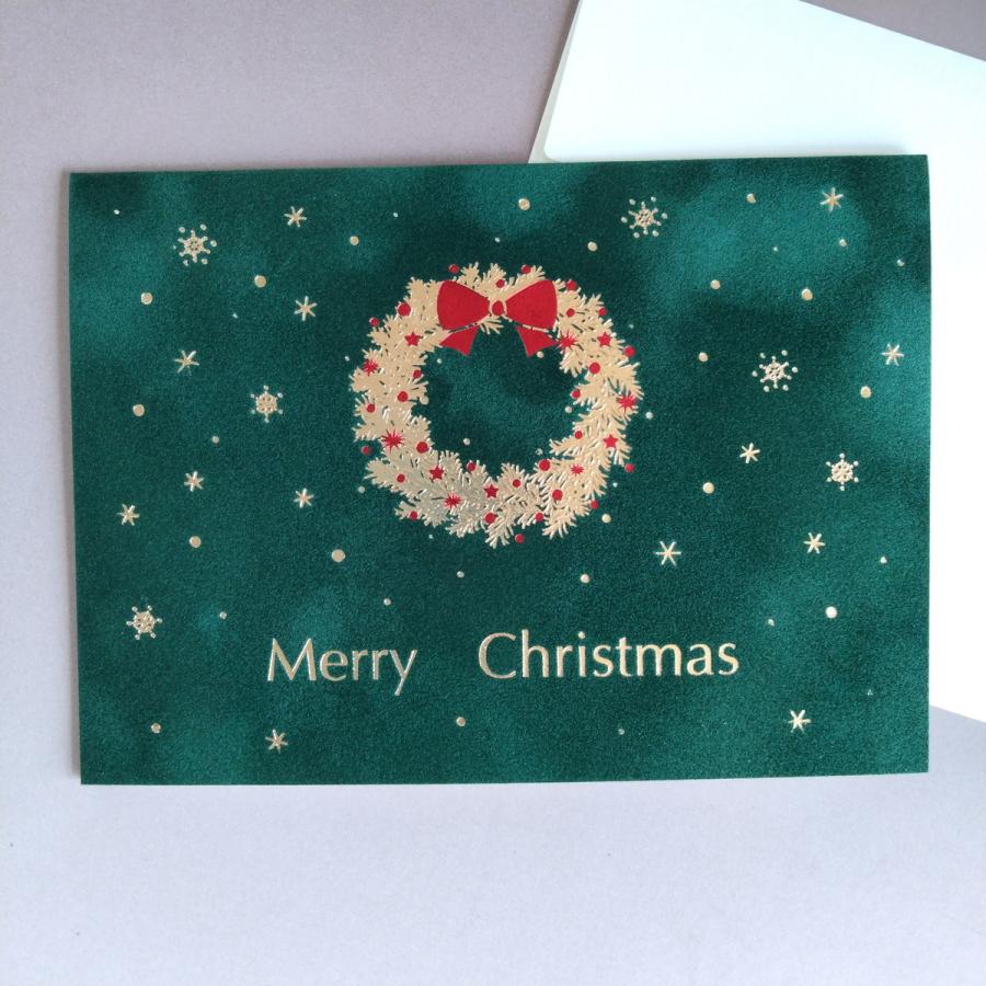 グリーティングカード ベルベットタッチ クリスマスリース クリスマスカード GX-3137｜comfy-shop｜02