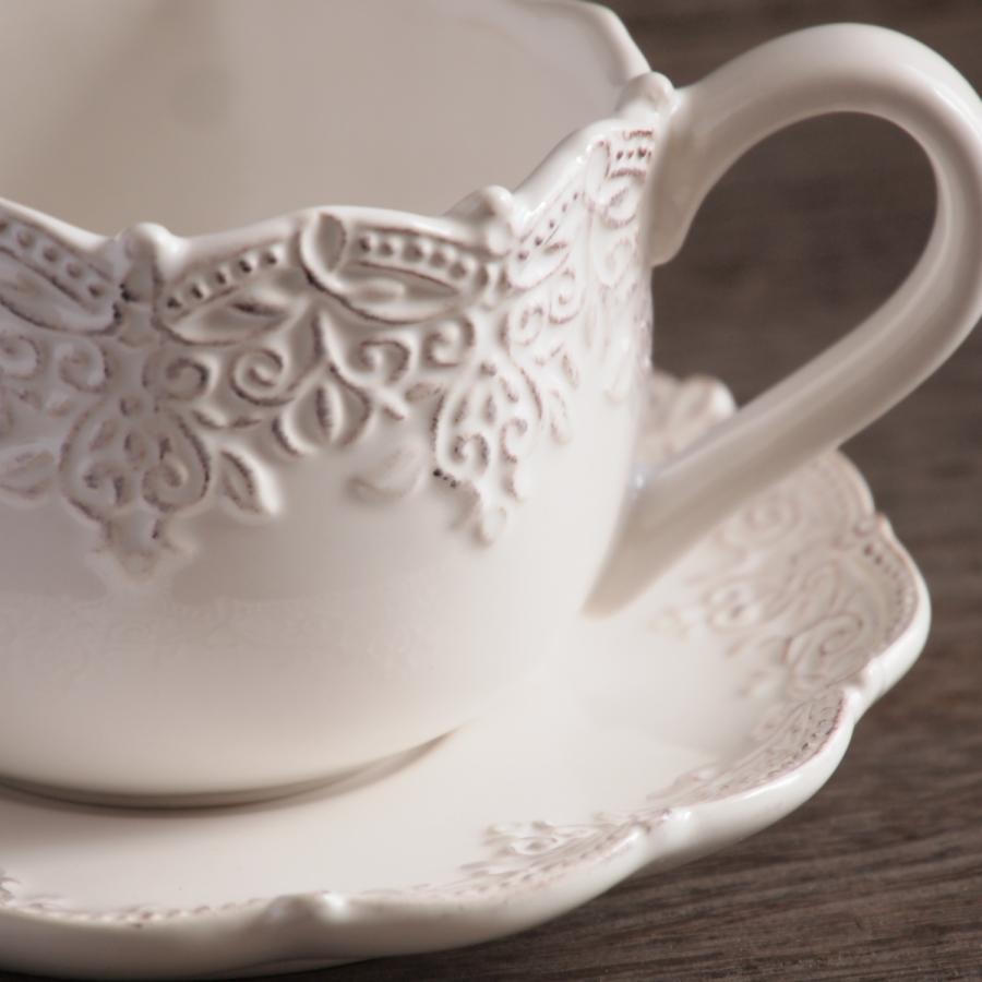 カフェ風食器 クラッシックスタイル レリーフ カップ＆ソーサー