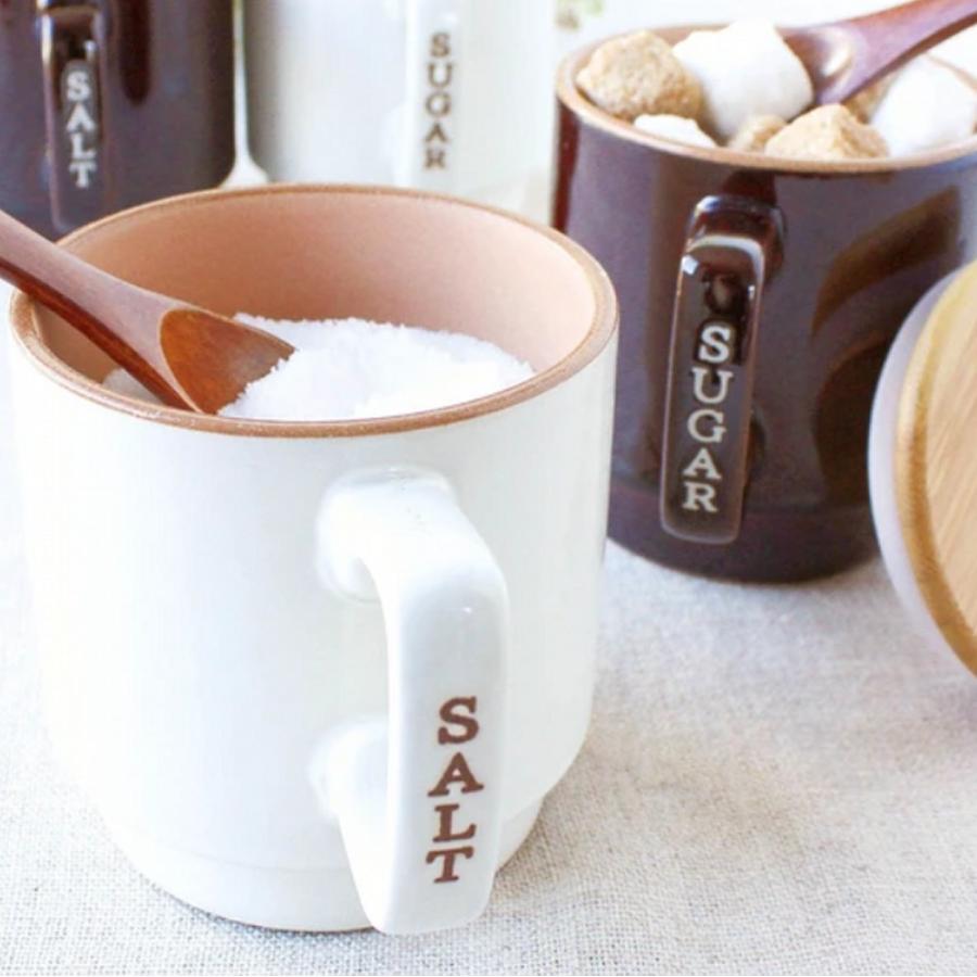ルーマニア　APULUM社　キャニスター　砂糖　コーヒー　紅茶　塩胡椒　陶器 即納 SALIU キャニスター シュガー[450ml 調味料入れ 木 蓋 おしゃれ
