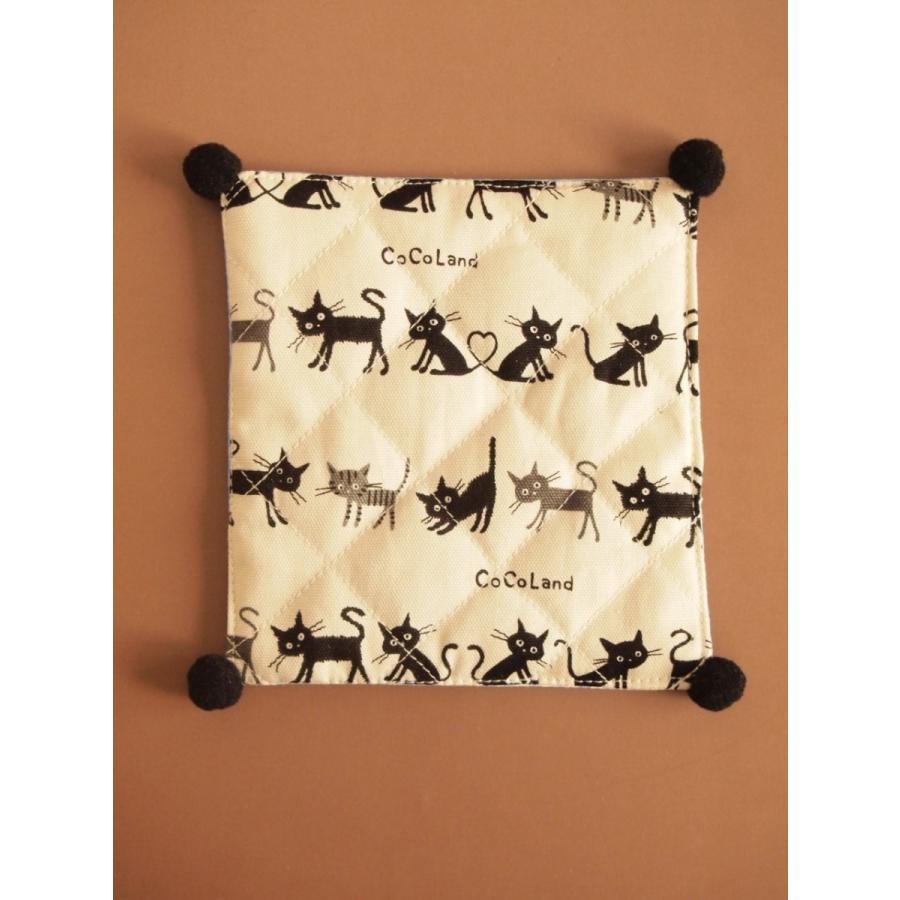 セール！30％OFF！！キッチン雑貨 ねこ ポンポン付き キルトコースターA ハンドメイド |  | 02