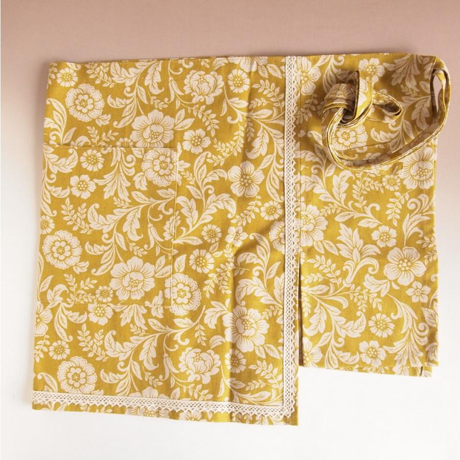 セール！30％OFF！！ハンドメイド カフェ エプロン マスタード スクエア |  | 02