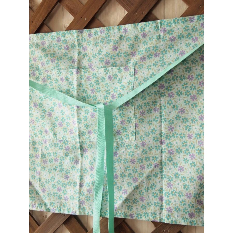 セール！30％OFF！！ハンドメイド カフェ エプロン 小花　グリーン |  | 01