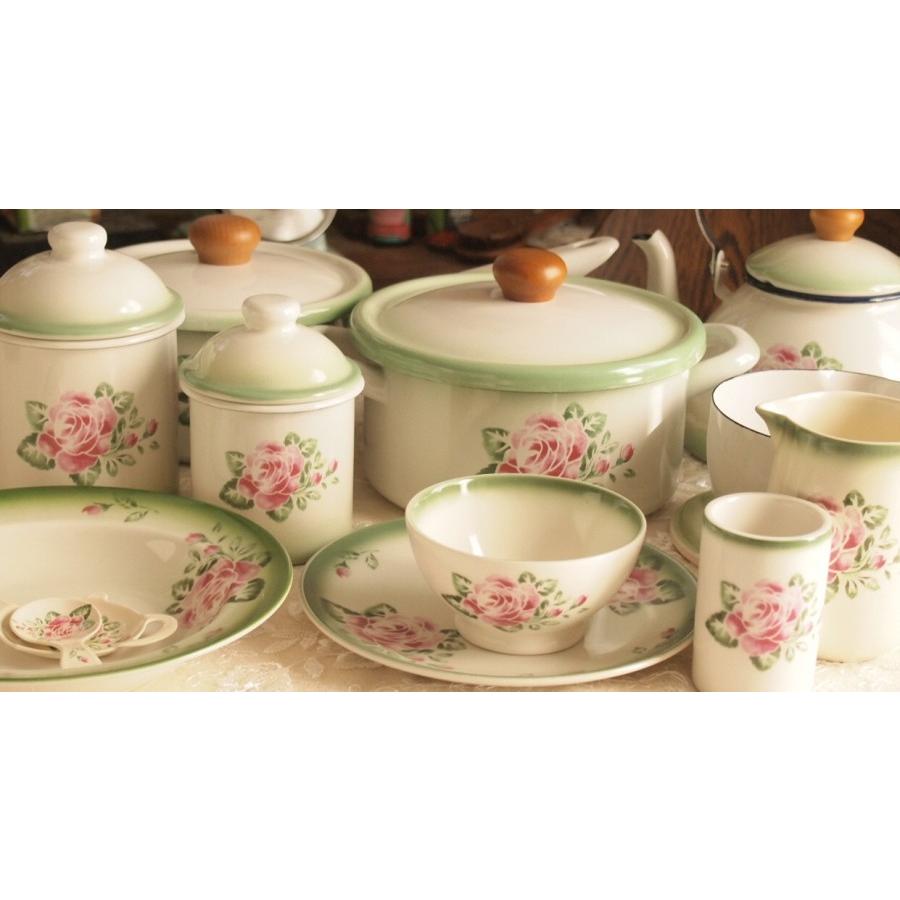 リンディ ホーロー IH対応 両手鍋 ジャルダン バラ食器 アンティーク調