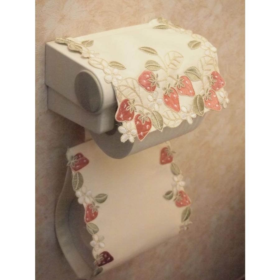 アンティークレース風  刺繍 トイレットペーパーホルダー いちご ストロベリー |  | 01