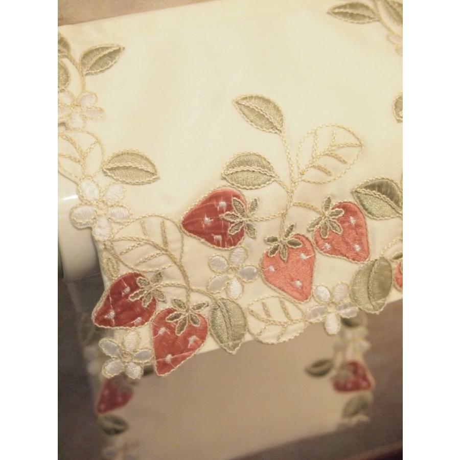 アンティークレース風  刺繍 トイレットペーパーホルダー いちご ストロベリー |  | 02