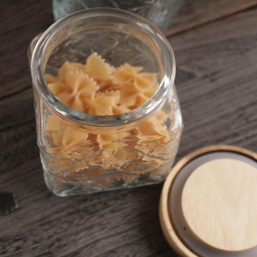 ガラスキャニスター S 木蓋 密閉 保存容器 クッキー コーヒー豆 砂糖