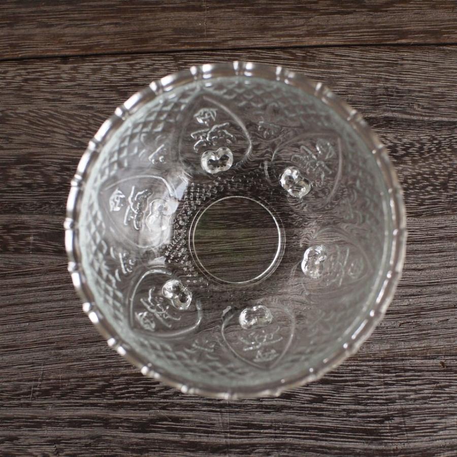 レトロガラスボウル 型押し ガラス食器 足付き 小鉢 カフェ風 おしゃれ