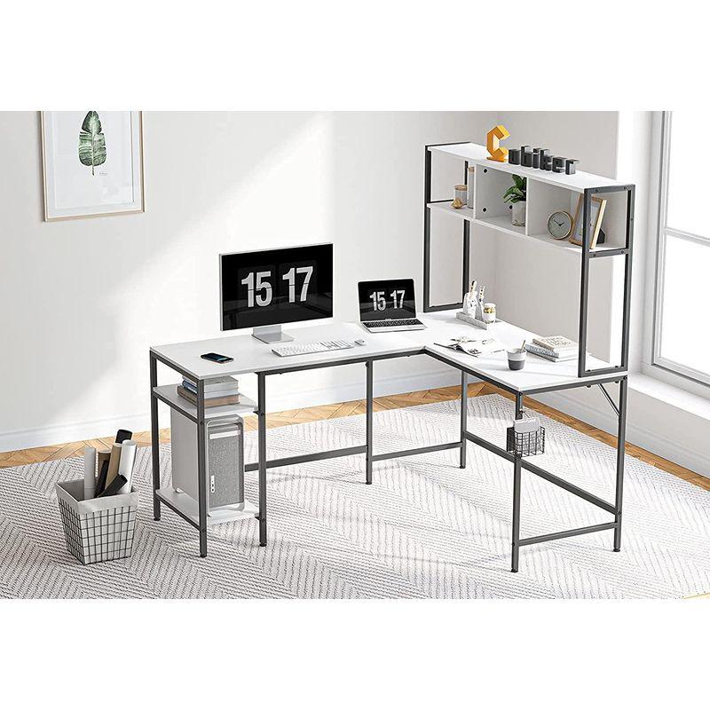 Cubiker L字デスク パソコンデスク ラック付きデスク 収納シェルフ ゲーミングデスク 机 勉強机 作業机 学習机 オフィスデスク コ パソコンデスク ラック付きデスク ゲーミングデスク L字デスク 収納シェルフ 勉強机 作業机 学習机 オフィスデスク