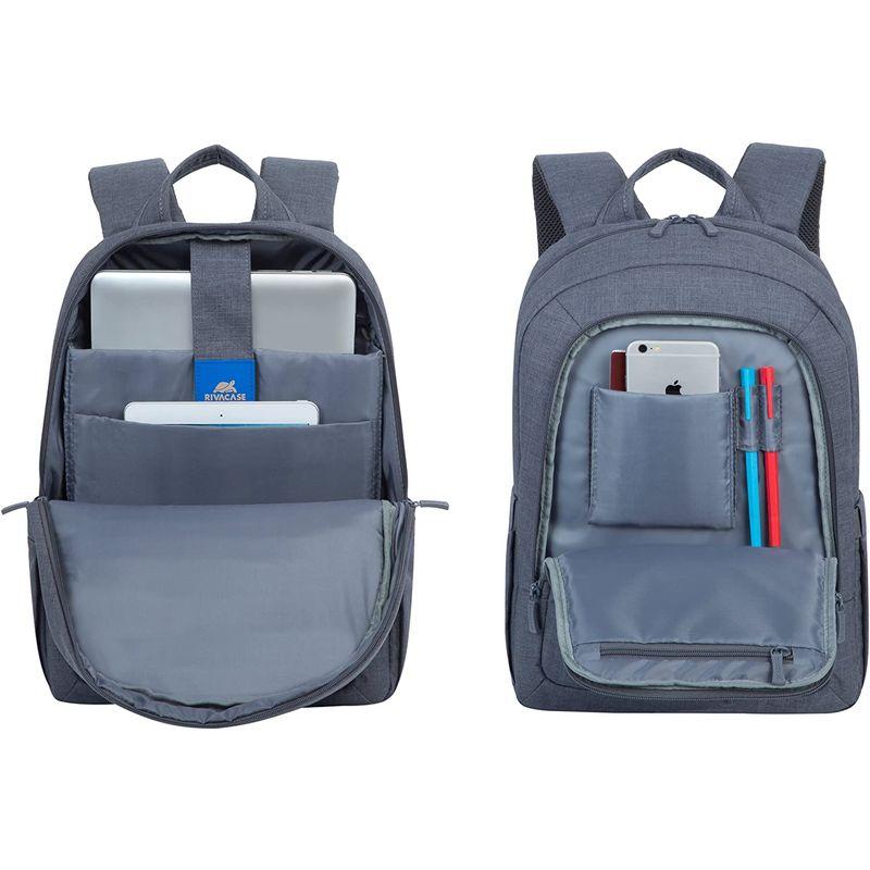 RIVACASE （リヴァケース）15.6インチ・ラップトップPC用リュック（バックパック）、スリムで軽量、防水生地使用、色はグレー 防水生地使用 リヴァケース 6インチ ラップトップPC用リュック バックパック スリムで軽量 色はグレー