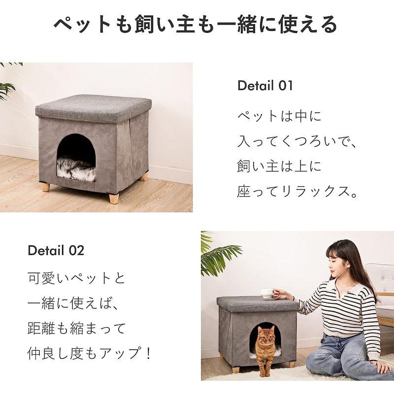 Mwpo ペットハウス スツール グレー 小型犬 猫 折りたたみ 1台3役 寝床 ベッド 収納ボックス 座れる 収納 兼用 617 ペットハウス スツール グレー 小型犬 折りたたみ 1台3役 寝床 ベッド 収納ボックス 座れる 収納 兼用