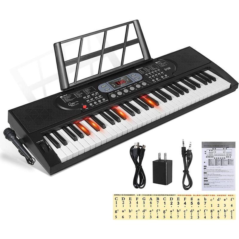 Hricane キーボード ピアノ 電子ピアノ 61鍵盤 200種類音色 200種類リズム 60曲デモ曲 LCDディスプレイ搭載 光る鍵盤 200種類音色 200種類リズム 60曲デモ曲 キーボード ピアノ 電子ピアノ 61鍵盤 LCDディスプレイ搭載 光る鍵盤