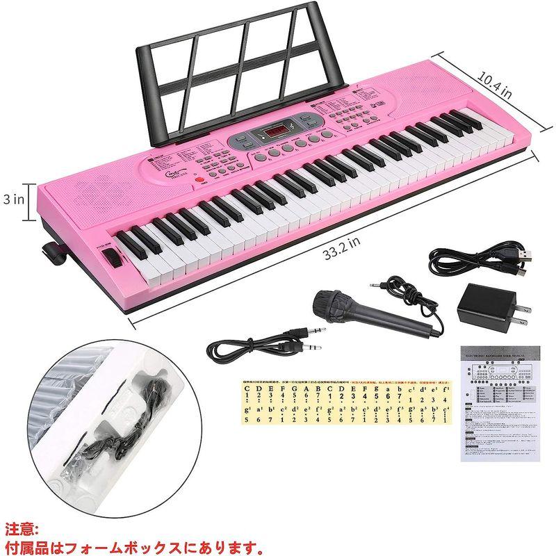 Hricane キーボード ピアノ 電子ピアノ 61鍵盤 200種類音色 200種類リズム 60曲デモ曲 LCDディスプレイ搭載 光る鍵盤 200種類音色 200種類リズム 60曲デモ曲 キーボード ピアノ 電子ピアノ 61鍵盤 LCDディスプレイ搭載 光る鍵盤