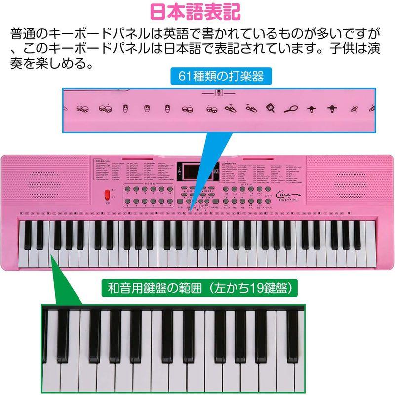 Hricane キーボード ピアノ 電子ピアノ 61鍵盤 200種類音色 200種類リズム 60曲デモ曲 LCDディスプレイ搭載 光る鍵盤 200種類音色 200種類リズム 60曲デモ曲 キーボード ピアノ 電子ピアノ 61鍵盤 LCDディスプレイ搭載 光る鍵盤