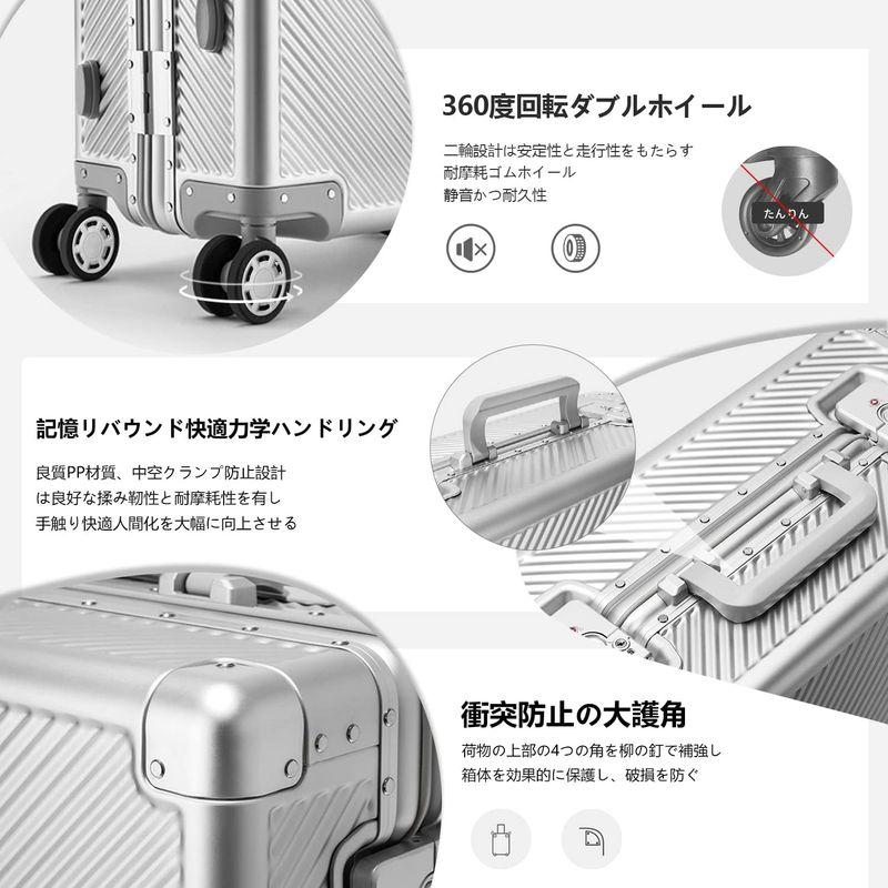 LARVENDER スーツケース オールアルミ合金 キャリーケース 機内持ち込み アルミ合金ボディ TSAロック 360度回転 静音ダブルキ TSAロック スーツケース オールアルミ合金 キャリーケース 機内持ち込み アルミ合金ボディ 360度回転 静音ダブルキ