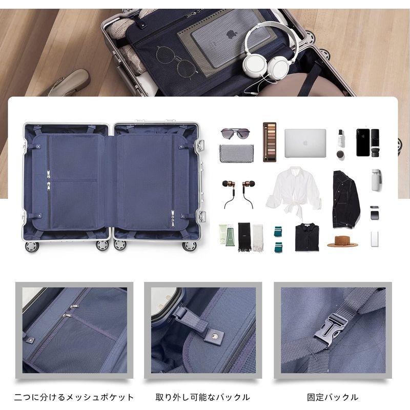 LARVENDER スーツケース オールアルミ合金 キャリーケース 機内持ち込み アルミ合金ボディ TSAロック 360度回転 静音ダブルキ TSAロック スーツケース オールアルミ合金 キャリーケース 機内持ち込み アルミ合金ボディ 360度回転 静音ダブルキ
