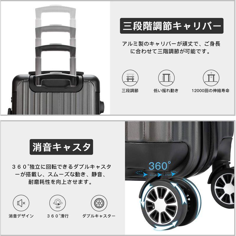 VARNIC スーツケース キャリーバッグ キャリーケース 機内持込 超軽量 大型 静音 ダブルキャスター 耐衝撃 360度回転 TSAロー スーツケース キャリーバッグ キャリーケース 機内持込 超軽量 大型 静音 ダブルキャスター 耐衝撃 360度回転 TSAロー