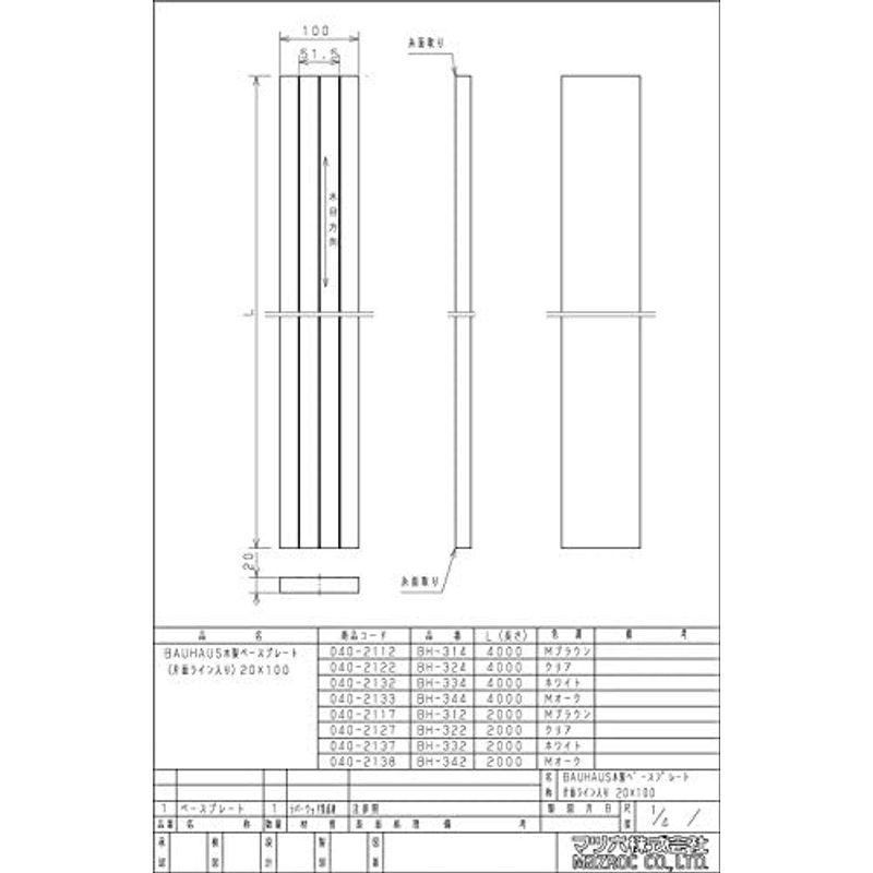 マツ六 手すり補強板 BAUHAUS 木製ベースプレート(片面ライン入り) 120mm幅 BH-412 Mブラウン 2m｜comfyfactory｜03