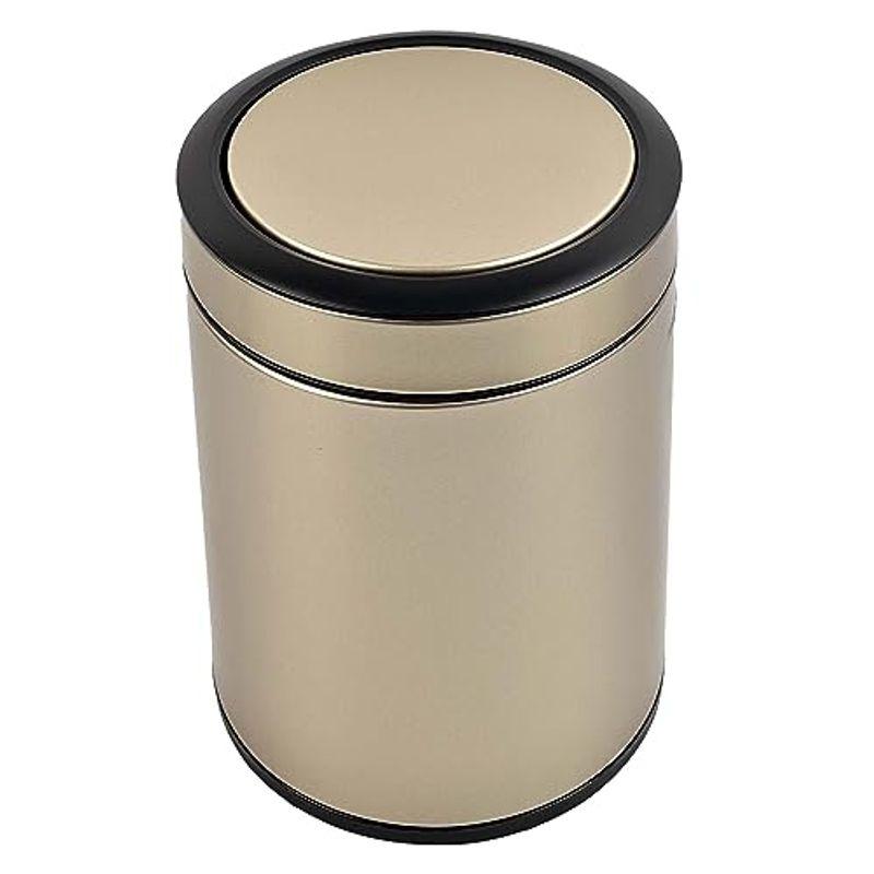 標準保証 KInGSUnS ゴミ箱 高級 ホテル 塵箱 蓋付き ステンレススチール 8リットル 小さい ゴミ箱 円筒形 ゴールデン カラー おしゃれ