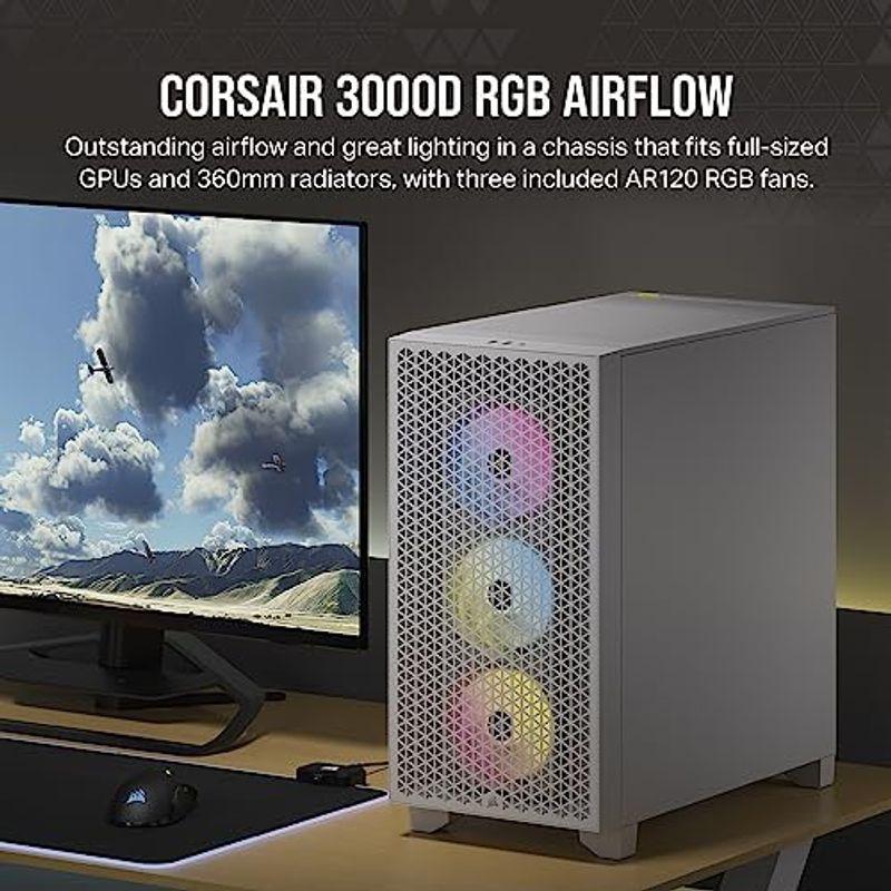 値下げ特別価格 CORSAIR 3000D TG AIRFLOW Black 120mmファン 2基搭載 ミドルタワー ATX PCケース ブラック CC-