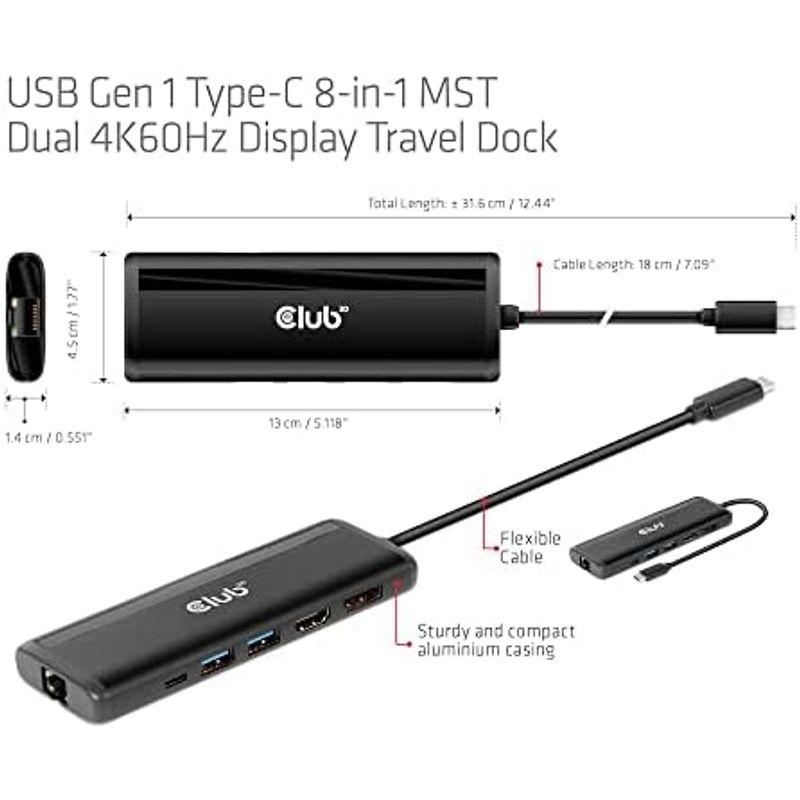 Club 3D USB Gen1 Type C 8-in-1 ハブ to HDMI 8K30Hz / DP 8K30Hz / 2x USB｜comfyfactory｜04
