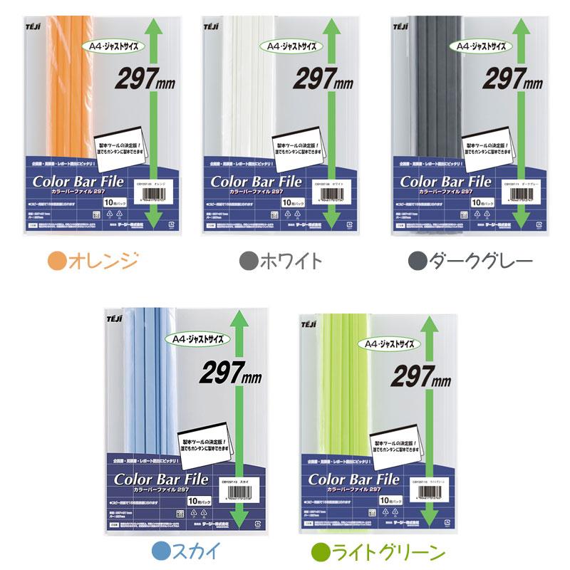 カラーバーファイル297 A4 10冊入 テージー CBY-297 収納 クリア