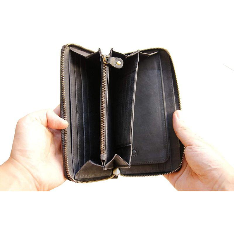 整理整頓ができる 大容量 長財布 本革 ラウンドファスナー 財布 人気 牛革 YKK製 札仕切り カード収納15枚 レザー 小銭入れ Bla 大容量 長財布 本革 ラウンドファスナー 財布 人気 牛革 YKK製 札仕切り カード収納15枚 レザー 小銭入れ Bla