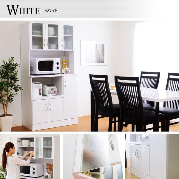 ホワイト鏡面仕上げのワイド食器棚【-NewMilano-ニューミラノ】（180cm×90cmサイズ） |  | 02