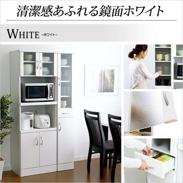 ホワイト鏡面仕上げのスリムキッチンラック【-NewMilano-ニューミラノ】（180cm×30cmサイズ） |  | 02