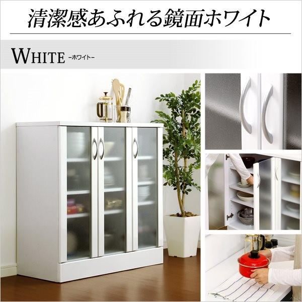 ホワイト鏡面仕上げのキッチンキャビネット【-NewMilano-ニューミラノ】（90cm×90cmサイズ） |  | 02