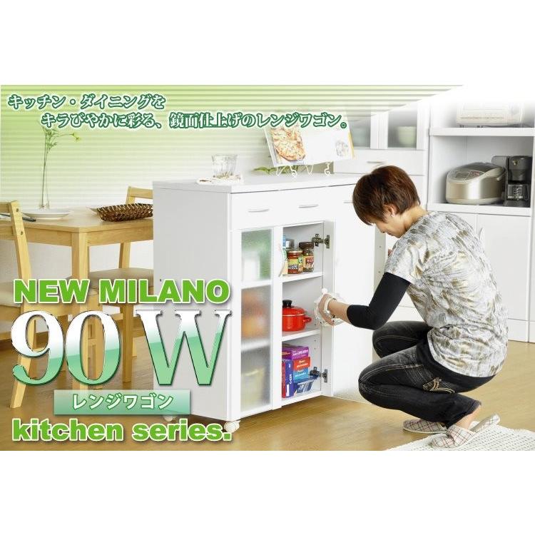 ホワイト鏡面仕上げのキッチンカウンター【-NewMilano-ニューミラノ】（90cm×90cmサイズ） |  | 02