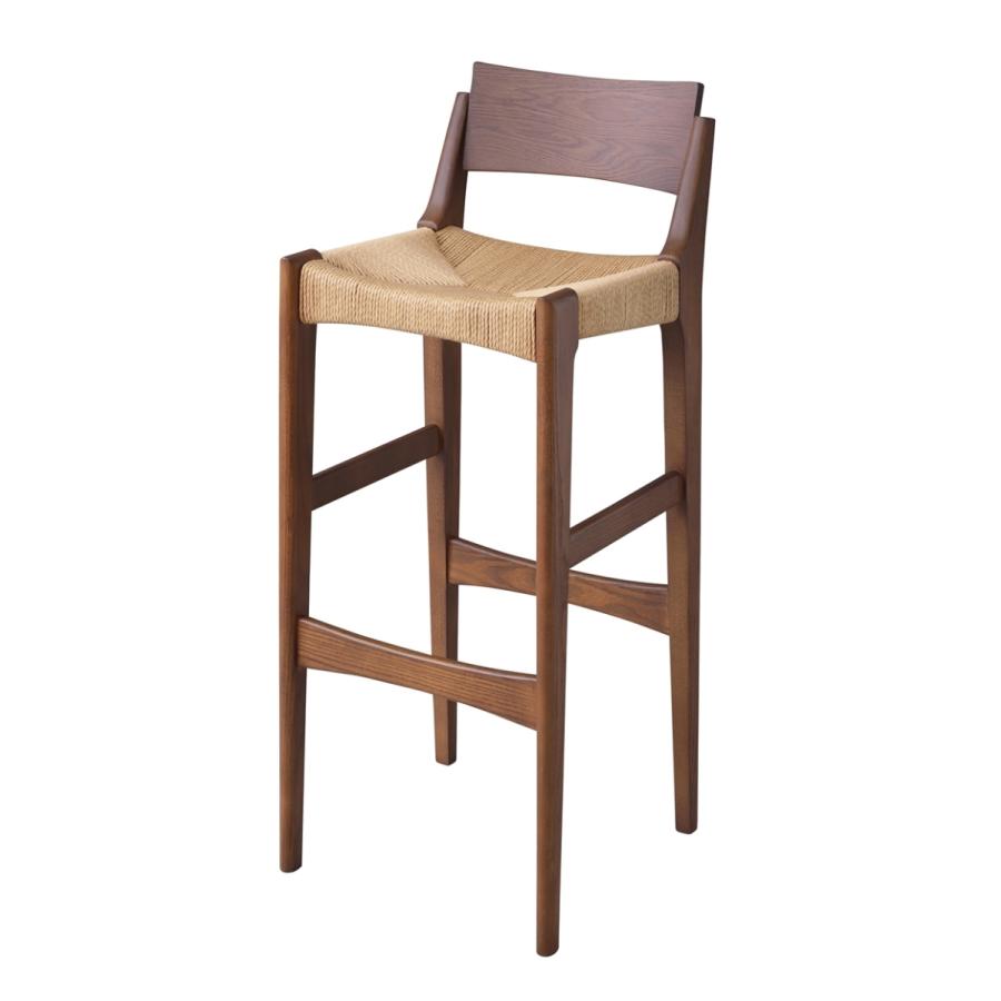 ペーパーコードハイチェア 木製 天然木 カウンターチェア バーチェアー ダイニングチェア いす 椅子 ナチュラル ヴィンテージ リビング 食卓椅子 ブラウン | 