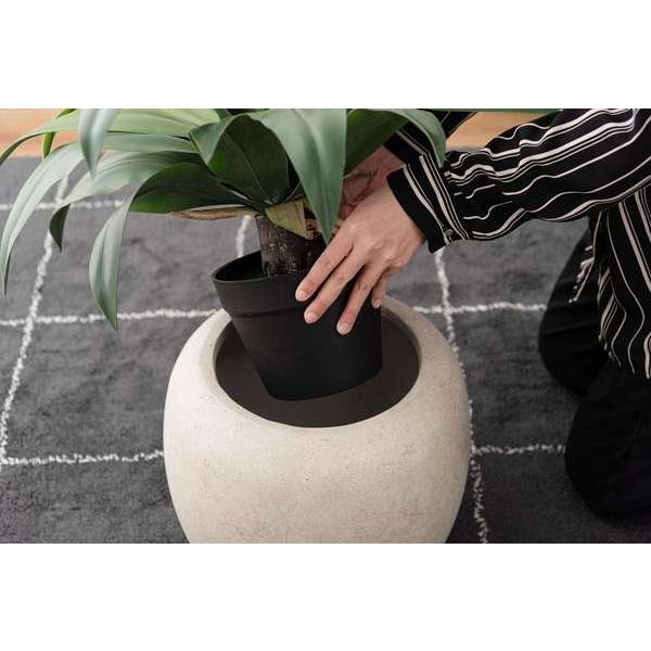グリーンベース アイボリー 鉢植え 完成品 花瓶 花びん 花器 シンプルモダン おしゃれ オフィス 高級感 北欧 無地 ストーン柄 石目 ラウンド 丸型 円形 | ブランド登録なし | 12