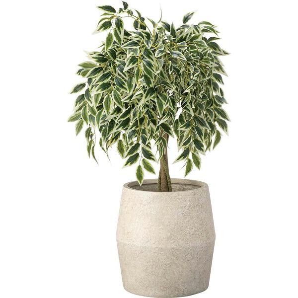 グリーンベース グレー 鉢植え 完成品 花瓶 花びん 花器 シンプルモダン おしゃれ オフィス 高級感 北欧 無地 ストーン柄 石目  ラウンド 丸型 円形 | ブランド登録なし | 01