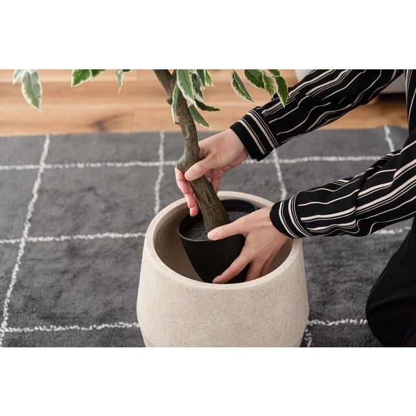 グリーンベース アイボリー 鉢植え 完成品 花瓶 花びん 花器 シンプルモダン おしゃれ オフィス 高級感 北欧 無地 ストーン柄 石目 ラウンド 丸型 円形 | ブランド登録なし | 12