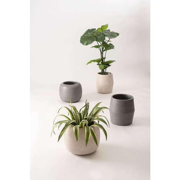グリーンベース アイボリー 鉢植え 完成品 花瓶 花びん 花器 シンプルモダン おしゃれ オフィス 高級感 北欧 無地 ストーン柄 石目 ラウンド 丸型 円形 | ブランド登録なし | 06
