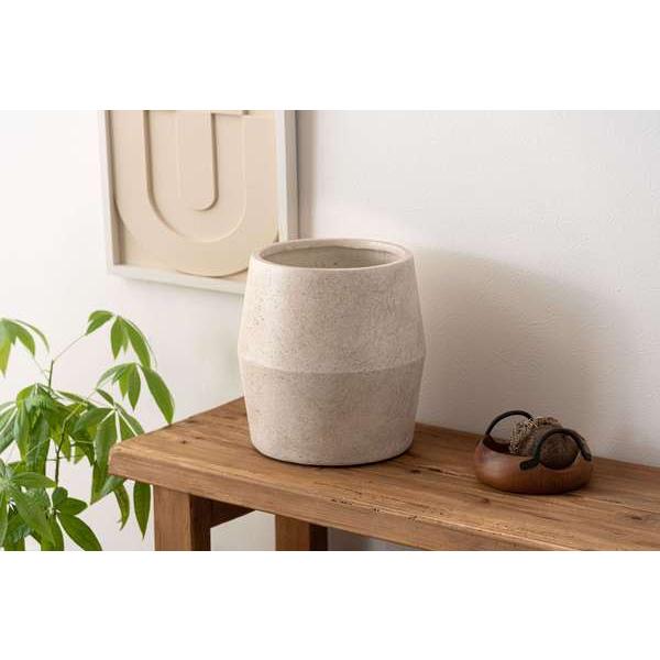 グリーンベース アイボリー 鉢植え 完成品 花瓶 花びん 花器 シンプルモダン おしゃれ オフィス 高級感 北欧 無地 ストーン柄 石目 ラウンド 丸型 円形 | ブランド登録なし | 08