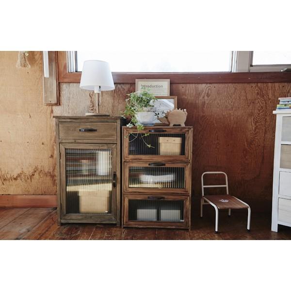 完成品 ガラスキャビネット 幅40×奥行29cm レトロ キャビネット 木製 電話台 FAX台 ファックス台 収納棚 飾り棚 ガラス扉 |  | 03
