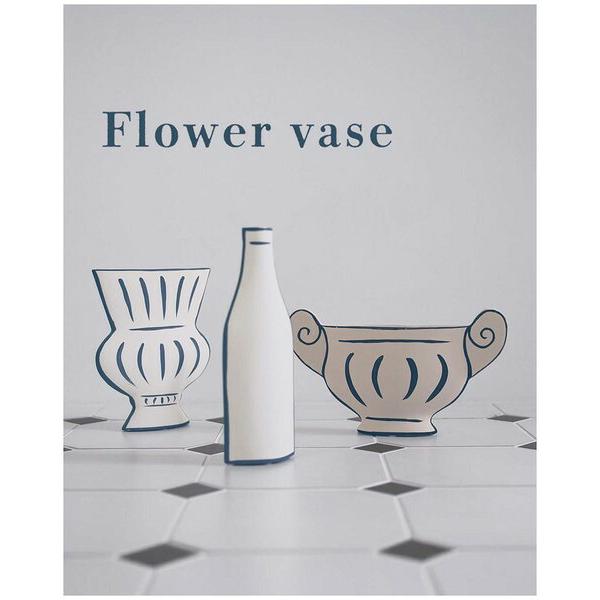 花瓶 フラワーベース ベージュ おしゃれ 花びん 北欧 ボトル型 花器 平面的 陶器 完成品 オブジェ インテリア 置き物 飾り物 クラシック かっこいい | ブランド登録なし | 03
