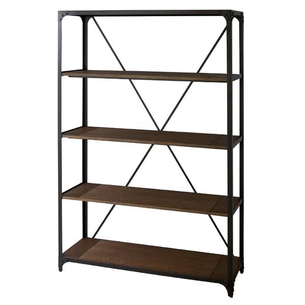 オープンラック 収納棚 幅121cm スチール ラック 天然木 木製 リビング収納 キッチン収納 飾り棚 収納ラック ディスプレイ | 