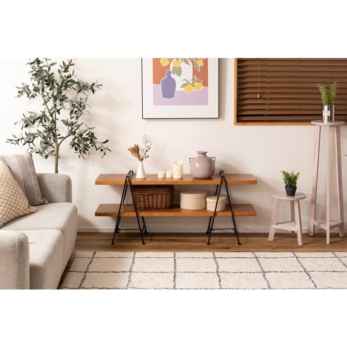 シェルフ2D 天然木 パイン 木製 高級感 飾り棚 リビングボード 幅120cm ディスプレイラック コンパクト オープンラック オープンシェルフ 2段 多目的棚 北欧 |  | 06