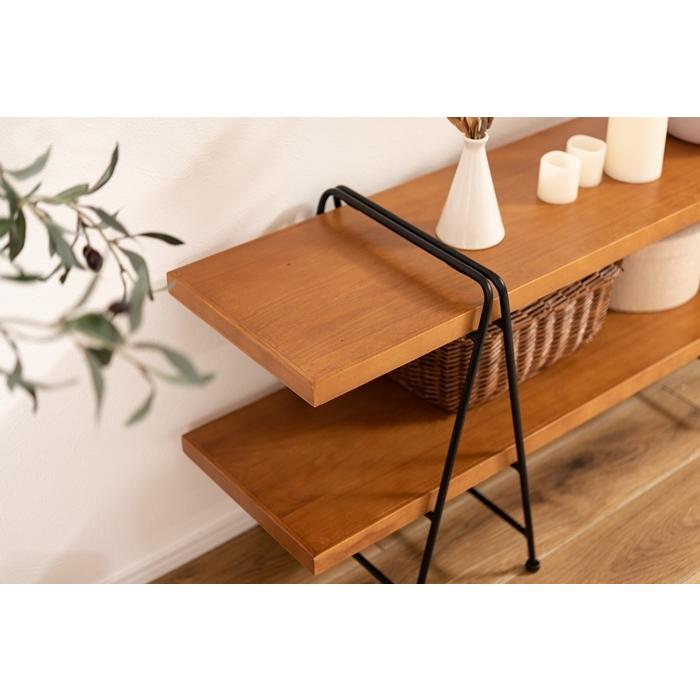 シェルフ2D 天然木 パイン 木製 高級感 飾り棚 リビングボード 幅120cm ディスプレイラック コンパクト オープンラック オープンシェルフ 2段 多目的棚 北欧 |  | 07