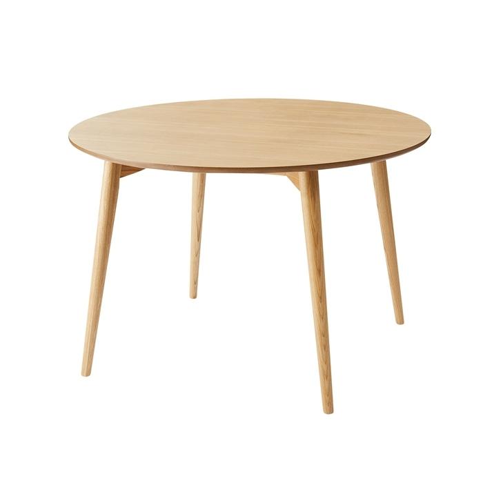 カラメリ 円形ダイニングテーブル 丸型 幅110cm 木目 木製 天然木 4人掛け おしゃれ 食卓テーブル 4人がけ ミッドセンチュリー モダン スタイリッシュ 高級感 | 