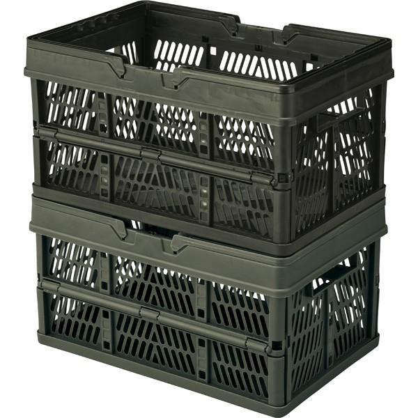 取っ手付き コンテナボックス フォールディングボックス 折りたたみ 収納ケース 収納ボックス 段積み ブラック |  | 02