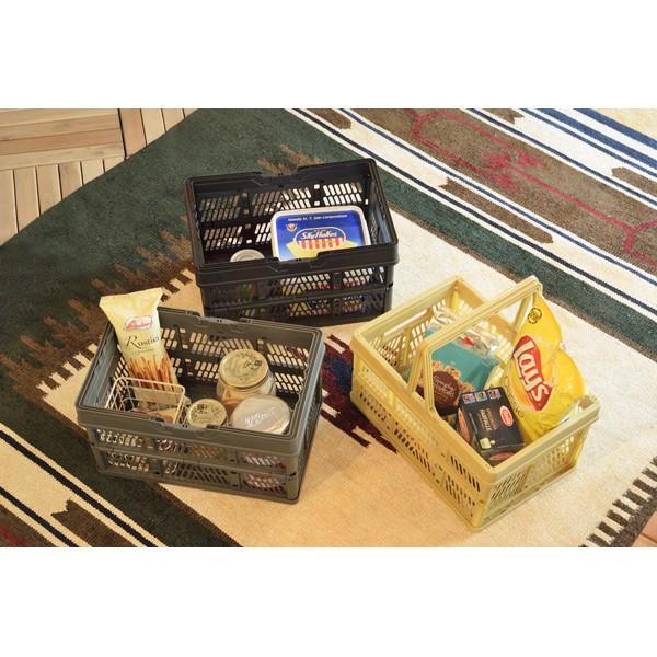 取っ手付き コンテナボックス フォールディングボックス 折りたたみ 収納ケース 収納ボックス 段積み ブラック |  | 08